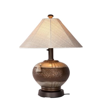 BRILLIANTBULB Phoenix Bronze Outdoor Table Lamp 27916 with Silver Linen Sunbrella Shade BR2632134